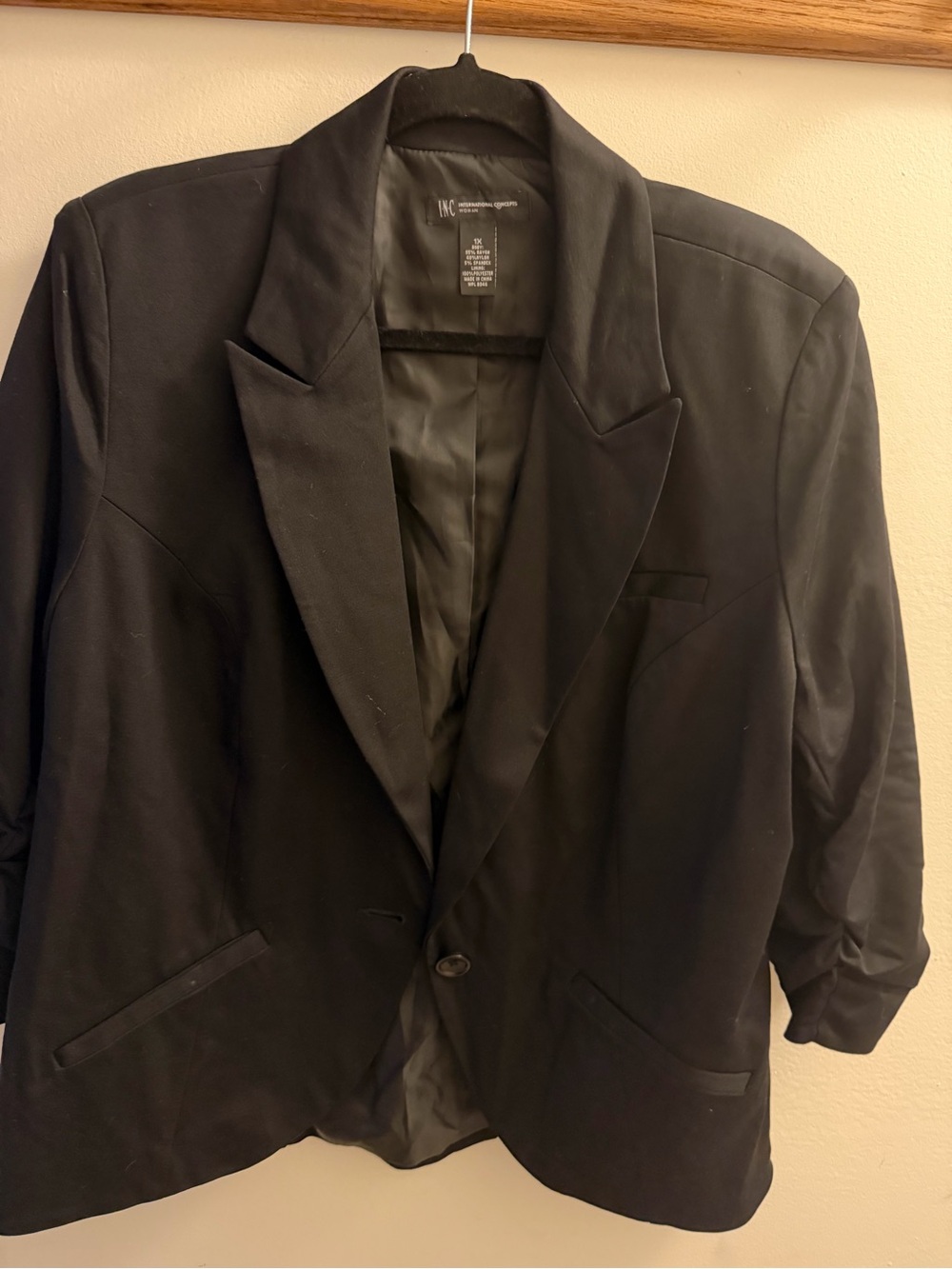 INC International Concepts Black Women's Single-Button Blazer